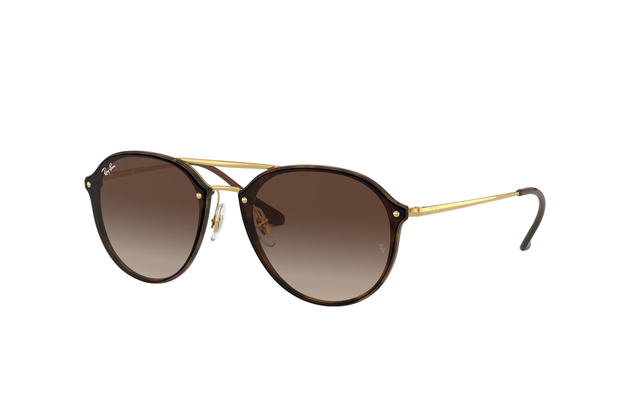 Ray-Ban RB4292N-710/13 Unisex Blaze Double Bridge sunglasses featuring a gloss tortoise frame and brown lenses, perfect for stylish protection.